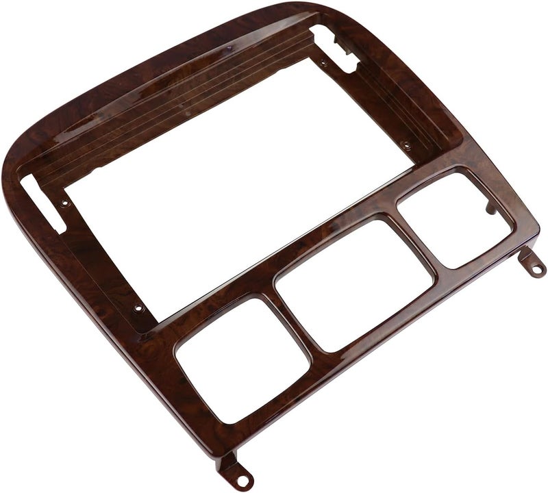 DKMUS Double Din and 9 Inches Radio Dash Kit Compatible with Mercedes Benz S Class W220 1998-2005 Stereo Installation Mount Trim Bezel (Wooden Color) - Image 4